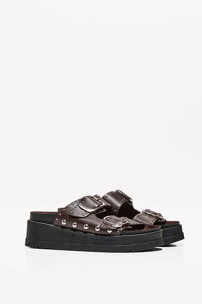 Bershka Buckled platform sandals with stud details