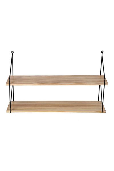 HONEYBEE 2-Tier Elegant and Modern Design Rectangular Wooden Hanging Shelf