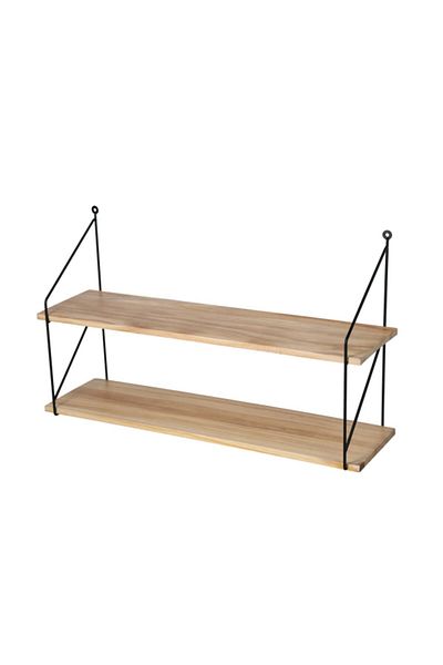 HONEYBEE 2-Tier Elegant and Modern Design Rectangular Wooden Hanging Shelf