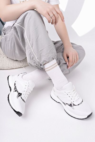 MUGGO MELODY Pantofi sport pentru femei, cu talpă groasă, cu model leopard, cu șireturi