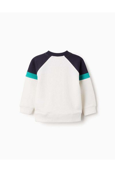 Ziddy Sweatshirt with Colourblock for Baby Boys 'Nazaré', White/Blue/Green