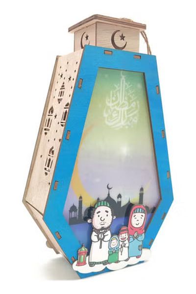 co arma Ramadan Wooden Lantern Table Lamp