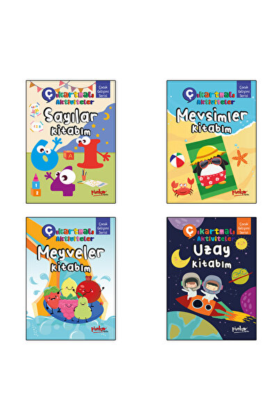 Çıkartmalı Aktiviteler Sayılar Mevsimler Uzay Sebzeler 4 Kitap Set KAMPANYALI