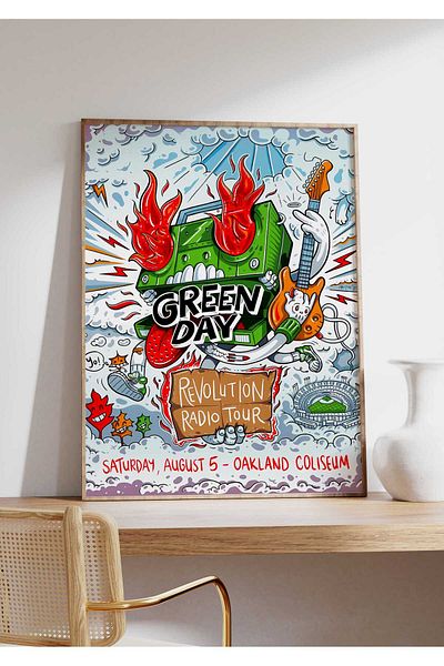 House Gorgeous Poster retro fără rame cu design de concert Green Day Nr.:2