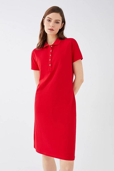 Fashion Friends Rochie cu gât polo roșie