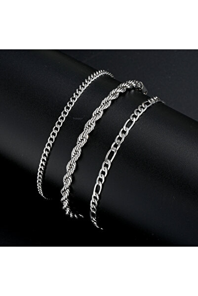 Choice AYA6178001HB 3pcs/set Stainless Steel Punk Cuban Chain Bracelet for Me...