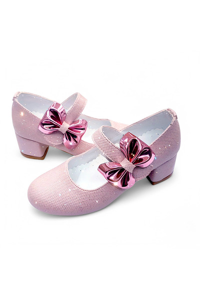 BEEBRON حذاء بناتي بكعب لتقويم العظام - سلسلة لامعة Abiayk2401 باللون الوردي ...