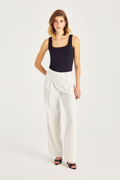 Naramaxx Wide Leg Linen Blended Trousers