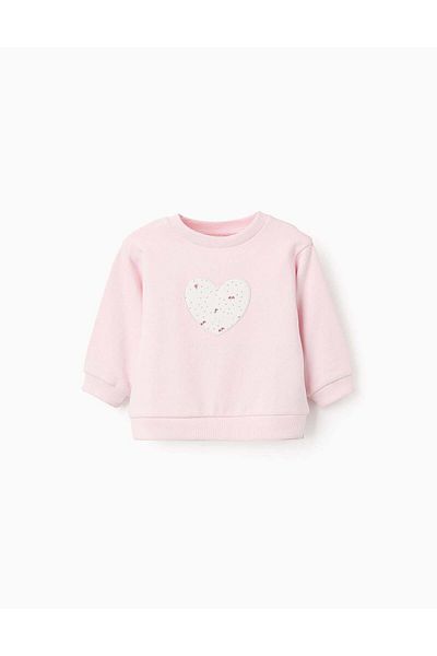 Ziddy Cotton Sweatshirt for Baby Girls 'Heart', Pink
