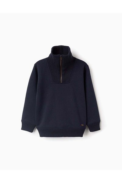 Ziddy Sweatshirt with Ribbed Details for Boys, Dark Blue