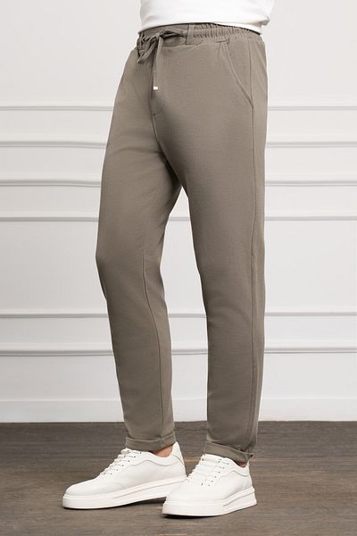 Morven Men's Khaki Slim Fit Elastic Jogger Pants