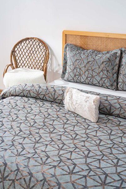 Rivaİstanbul Eliz Green Double Bedspread Set 4 Piece Sleep & Dowry Set