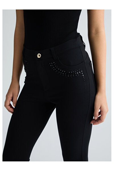 Liu Jo High Waist Stone Women's Pocket Haini with Slim Fit Viscose Blended Jersey and Navy Blue Pants