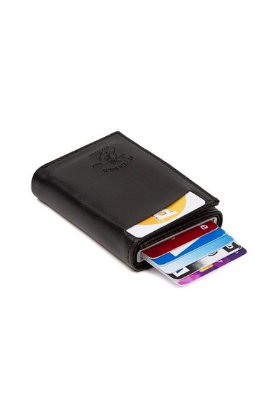 Newish Polo Men's Mechanized Card Holder and Wallet - Black