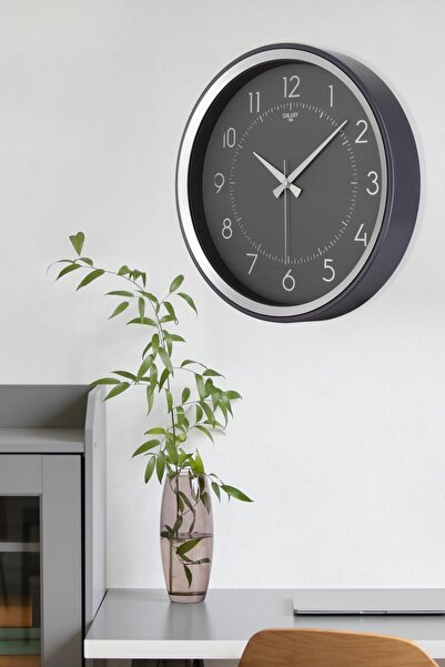 Aypaş - Galaxy Füme Kasa Gri Çerçeve Duvar Saati 37 cm