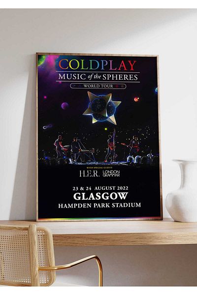 House Gorgeous Poster retro fără rame cu design de concert Coldplay