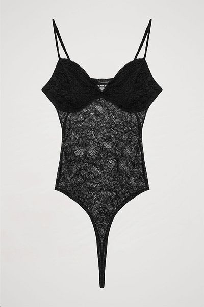 Quzu Body transparent din dantela neagra
