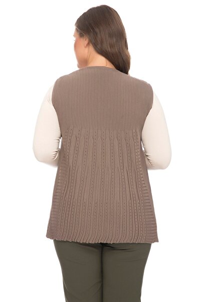 Uludağ Triko Жіночий літній тонкий жилет з ажурною обробкою та візерунком «візон»