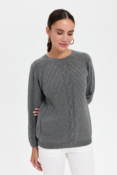 Desen Triko Women's Smoke Colored Woolen Sweater - Zero Collar, Seamless and Executed