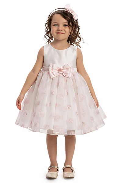 Pamina Baby Girl Bow Dress 6-24 Months Powder