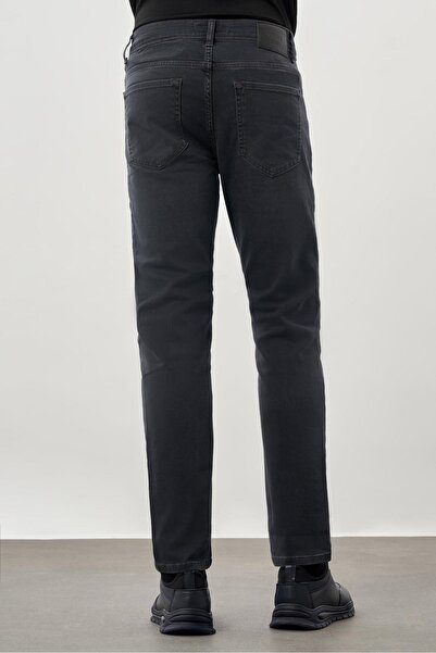 İmza Dark Anthracite Slim Fit Denim Trousers 5 Pocket Straight Gabardine Cotton Casual