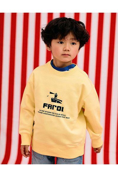 Ziddy Printed Sweatshirt for Boys 'Lighthouse', Yellow