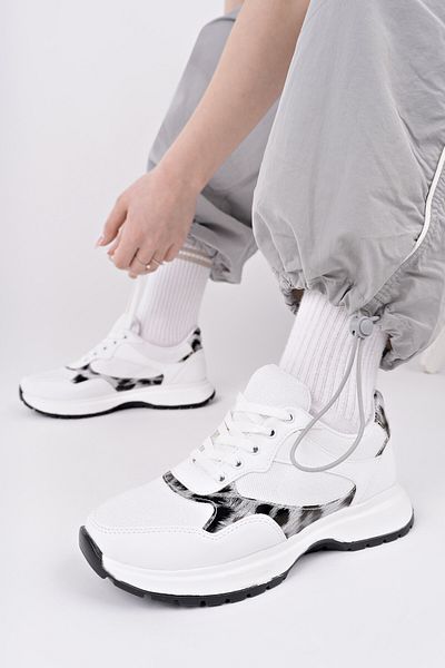 MUGGO MELODY Pantofi sport pentru femei, cu talpă groasă, cu model leopard, cu șireturi