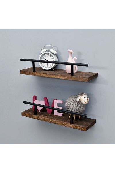HONEYBEE 2-Piece High Quality Rustic Wood Floating Wall Shelf Set