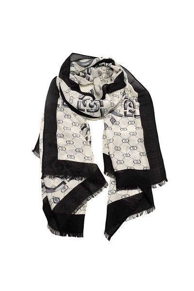 Liu Jo Stylish Women's Shoes, Brand Logo Pattern Black-And-White Shawl & Scarf & Kerchief