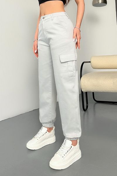 BİKELİFE Gabardine Fabric Stone Cargo Pants with Pockets