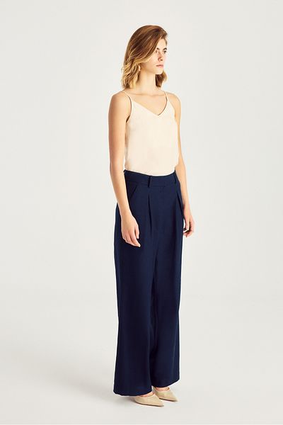 Naramaxx Wide Leg Linen Blended Trousers