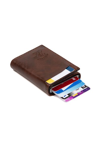 Newish Polo Suport pentru carduri și portofel pentru bărbați - maro închis