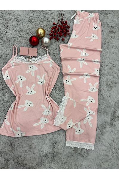pijamaworld Six Long Viscose Soft Fabric Pajama Set with Rope Straps