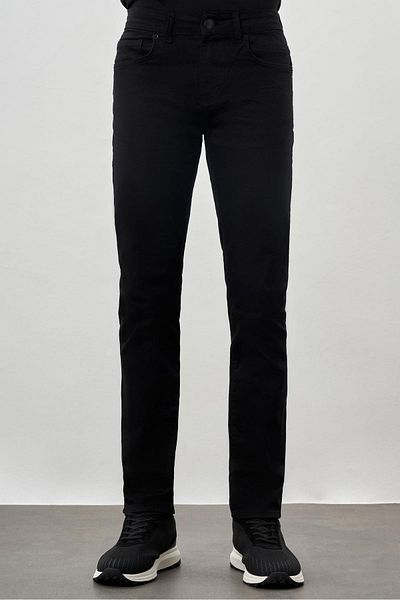 İmza Μαύρο ίσιο κορδόνι βαμβακερό 5 τσέπες Slim Fit Casual τζιν παντελόνι 1023245350
