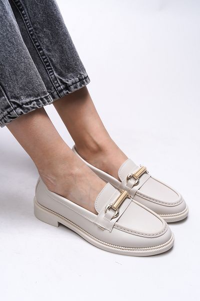 Riccon Beige Hardcover Beatthae Women's Loafer 0012505