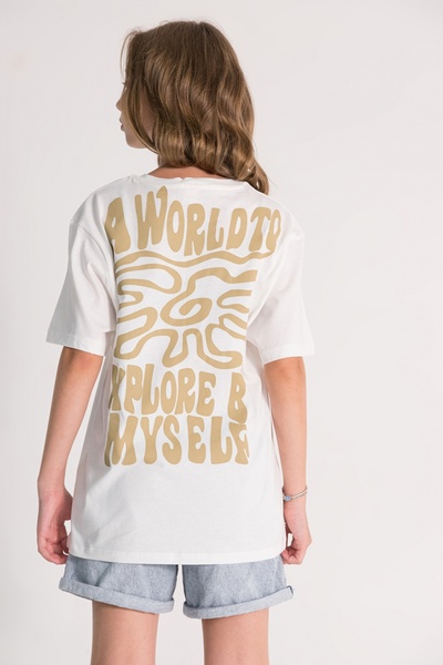 DMB BOYS & GIRLS Girl Child Slogan Printed Cotton Oversize Tshirt