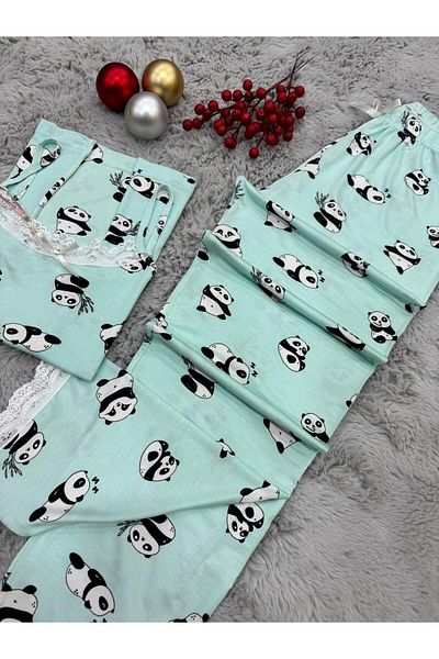 pijamaworld SET DE PIZAMA CU ȘASE LUNGURI DE VISCOSA MOALE CU CUREA DE SNA