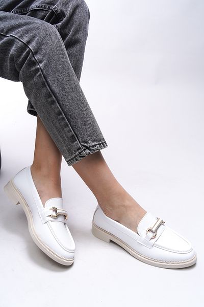 Riccon Γυναικείο Loafer - Beatthae No: 0012505   Λευκό δέρμα
