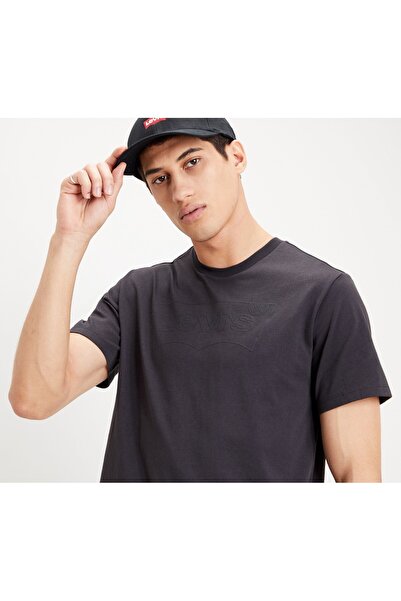 Levi's Housemark Graphic Crew Neck Short Sleeve Letter Printed Black Men's T-...