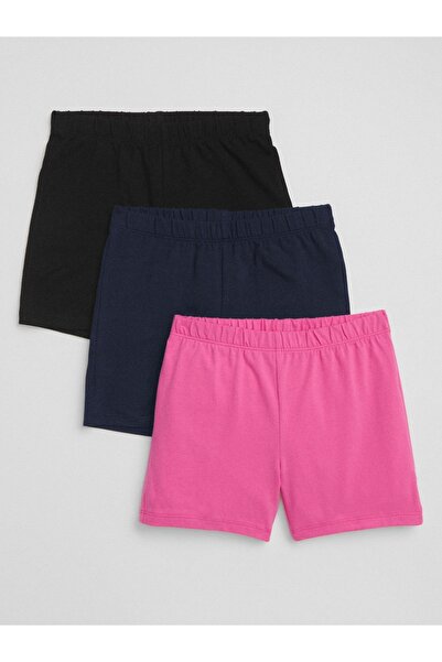 GAP Kız Çocuk Çok Renkli Streç Jarse Şort (3'lü Paket)