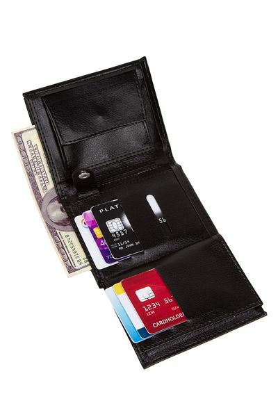 Newish Leather Black Color Wallet, Men's Wallet with Coin Compartment and Card Compartment, Multi-Compartment, Casual