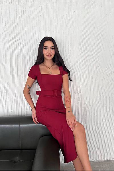 Neşeli Butik rochie lungă din lycra cu detaliu cu bretele pentru femei NBK4111
