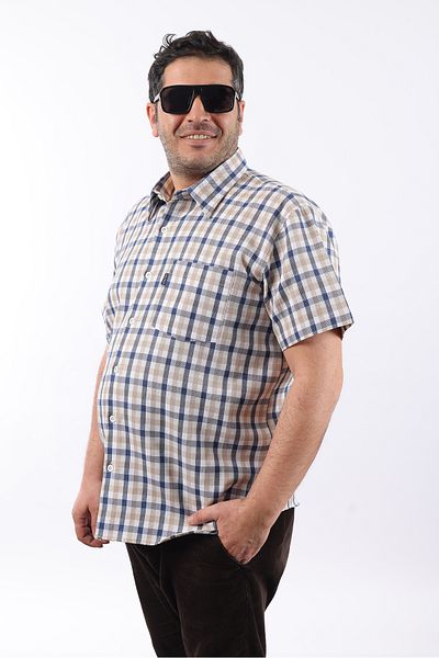 TOUSUS Κοντομάνικο καρό βαμβακερό ανδρικό πουκάμισο Kk-8069-tss