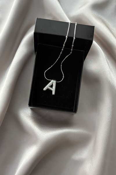 Letrovis Steel Silver Color Bubble Letter "A" Women's Necklace