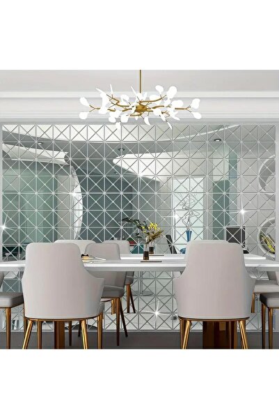 Viyens Üçgen Kesim Kare Pleksi Ayna 9x18cm - 1 Set 100 Adet Silver