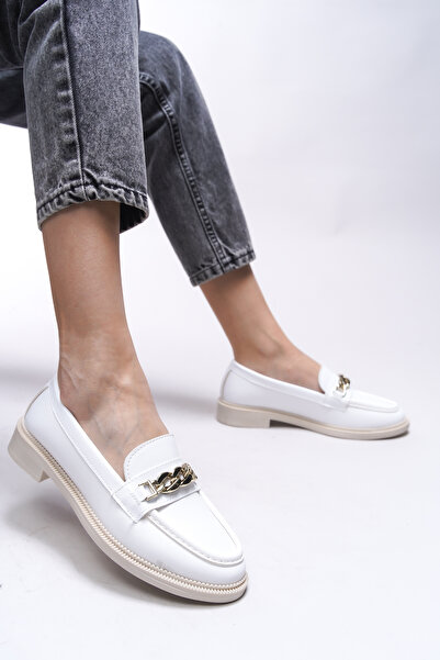 Riccon Mocasini de dama cu piele alba Criscerys 0012500 Model