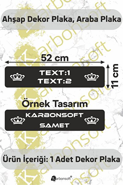 karbonsoft Kişiye Özel Dekor Plaka, Araba Plaka, Isimli Plaka, Cam Önü Plakası, Aksesuar Plaka