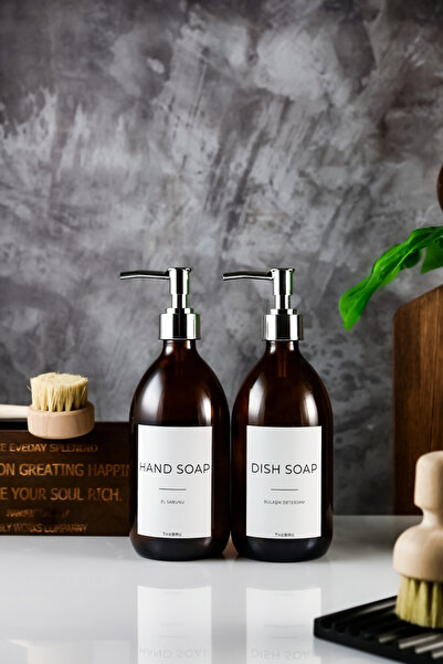 TheBRo 500ML White Serisi Gümüş Pompalı El Sabunu ve Bulaşık Deterjanı Şişesi...