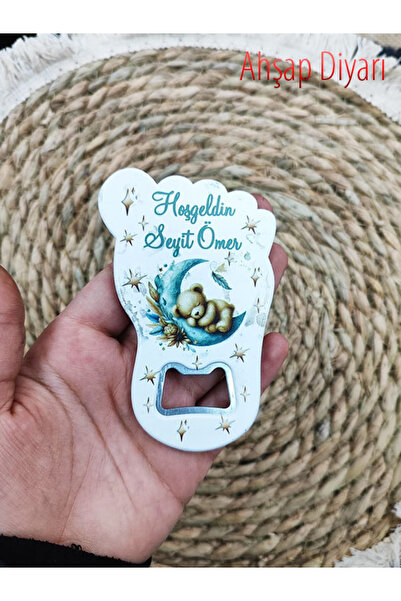Elzem Ahşap 20adet İsimli  Ayaklı Açacak Magnet