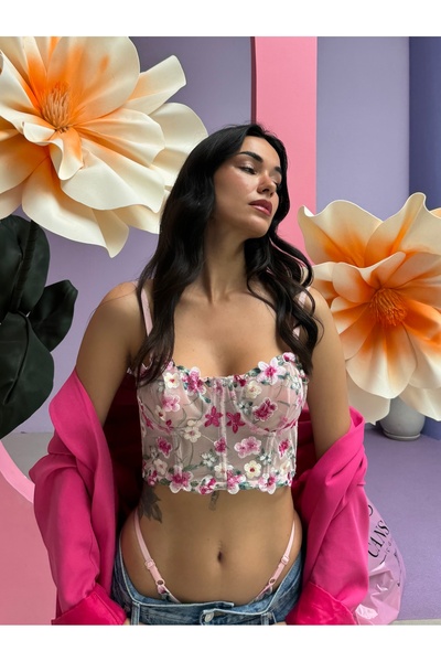 ZvM Set bustieră Brode transparentă fără capac cu modele florale